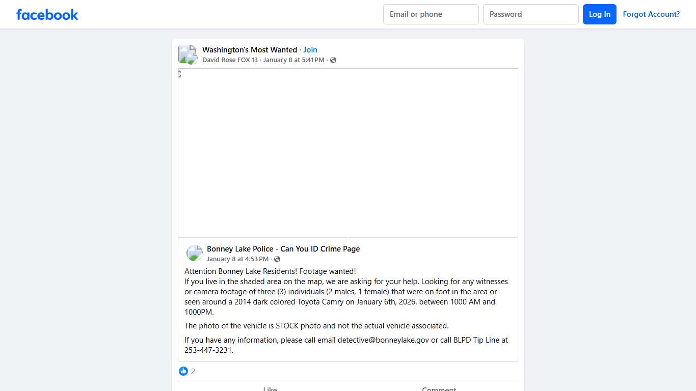 Washington's Most Wanted Facebook